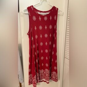 Loft Outlet Red Dress with Pattern Tshirt Dress
